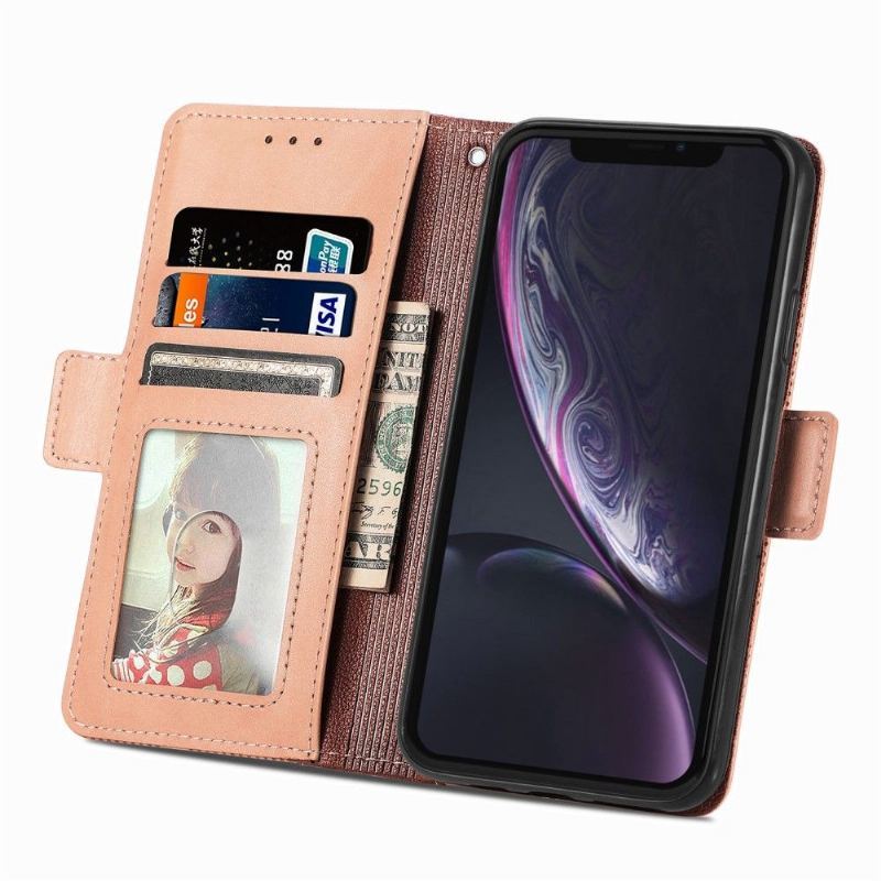 Etui Folio do iPhone XR Obrzeża Sztuczna Skóra Z Otworami