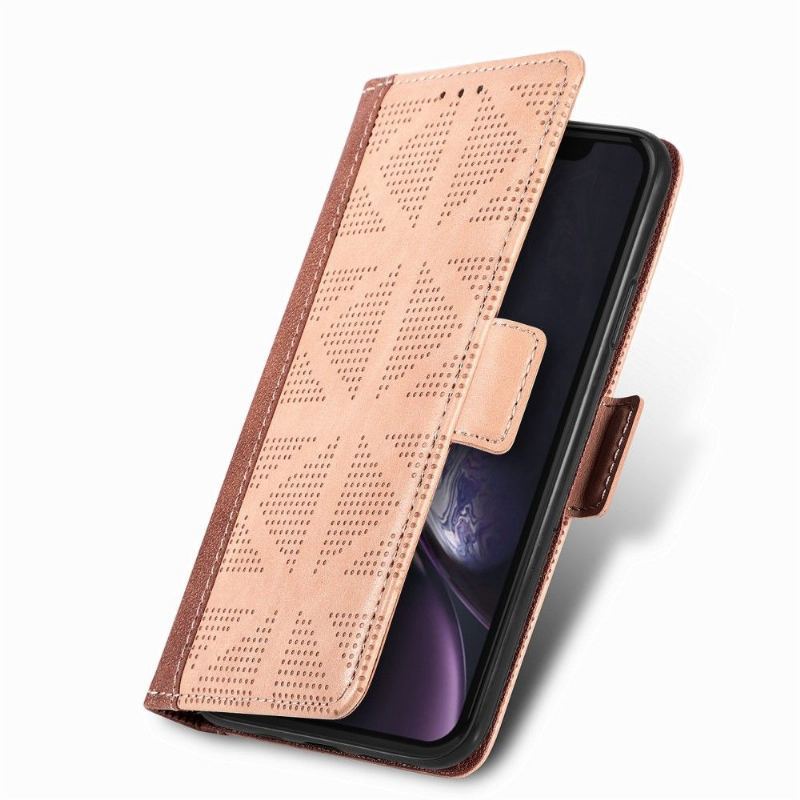 Etui Folio do iPhone XR Obrzeża Sztuczna Skóra Z Otworami