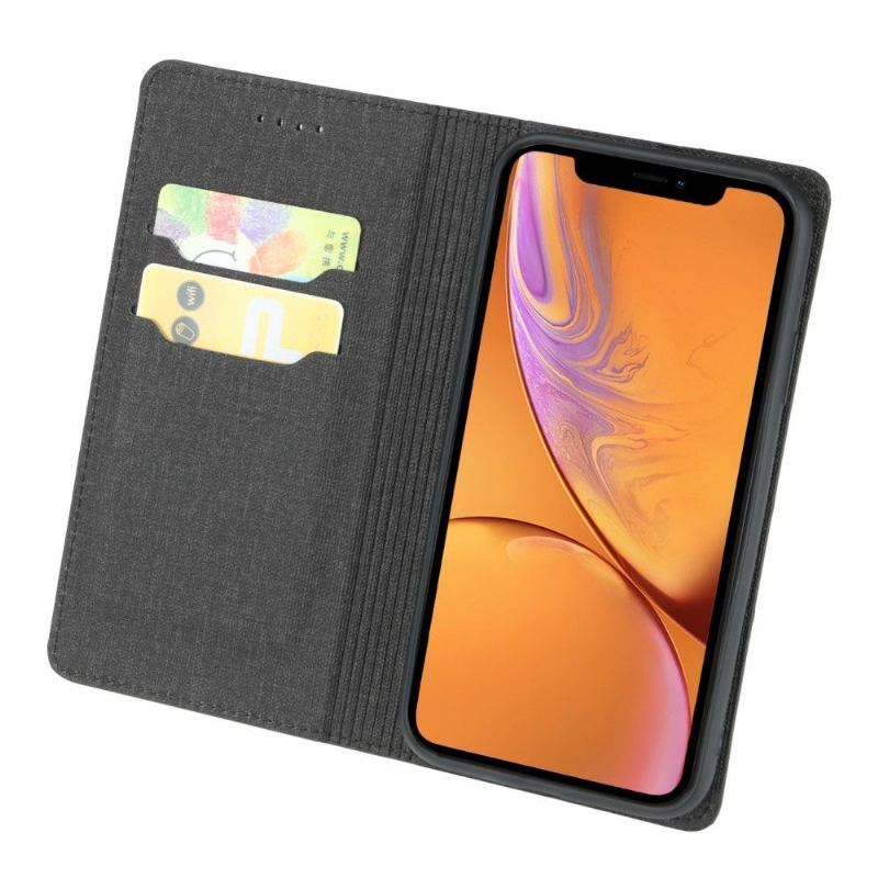 Etui Na Telefon do iPhone XR Biznes Etui Folio Uchwyt Na Karty Z Efektem Tkaniny