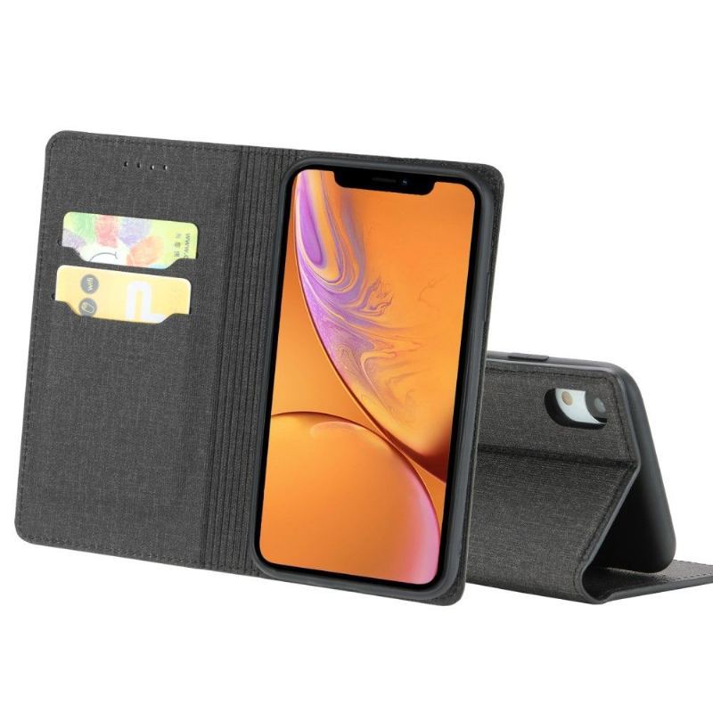 Etui Na Telefon do iPhone XR Biznes Etui Folio Uchwyt Na Karty Z Efektem Tkaniny