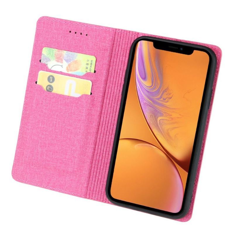 Etui Na Telefon do iPhone XR Biznes Etui Folio Uchwyt Na Karty Z Efektem Tkaniny