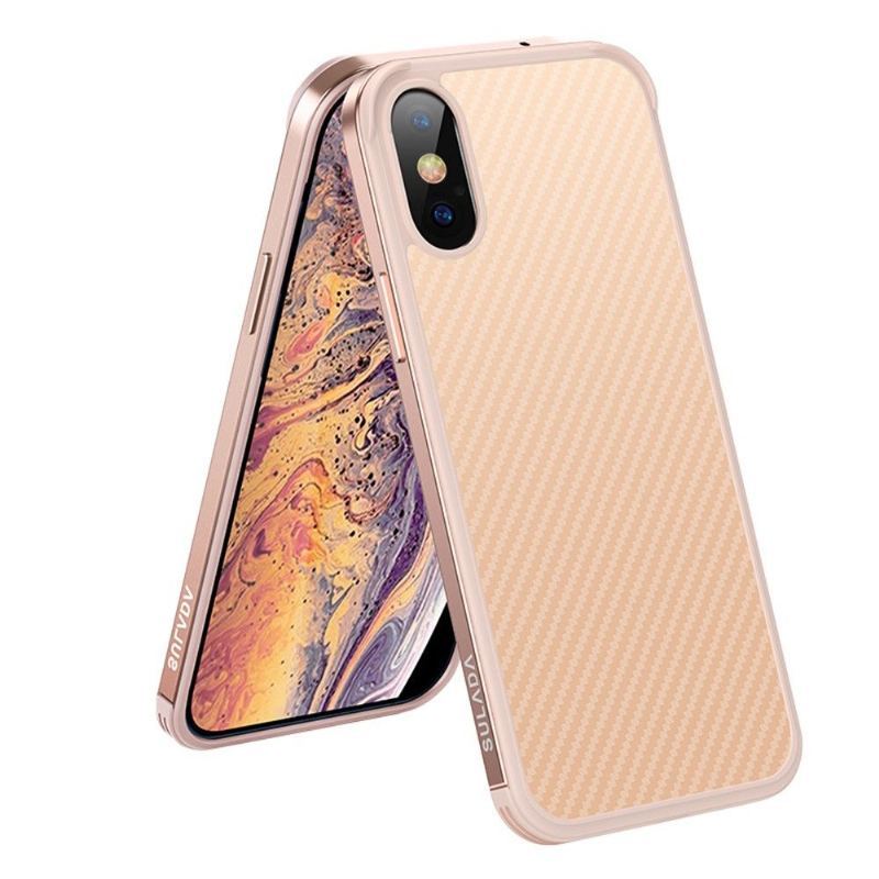 Futerały do iPhone XR Obrzeża Luxury Series Style Włókno Węglowe