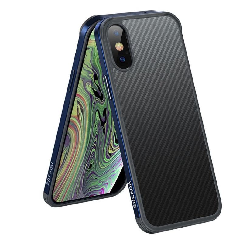 Futerały do iPhone XR Obrzeża Luxury Series Style Włókno Węglowe