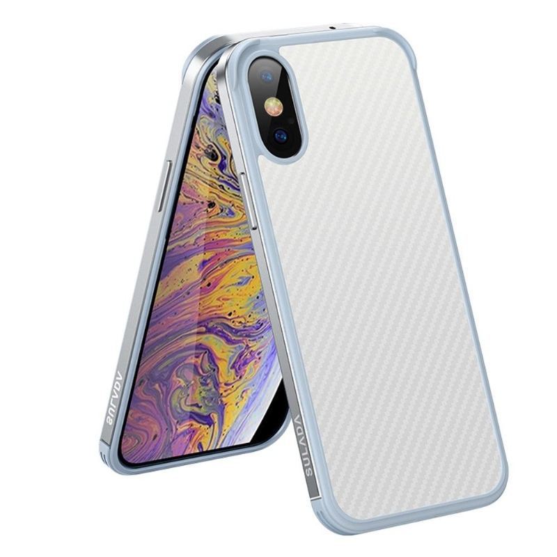 Futerały do iPhone XR Obrzeża Luxury Series Style Włókno Węglowe