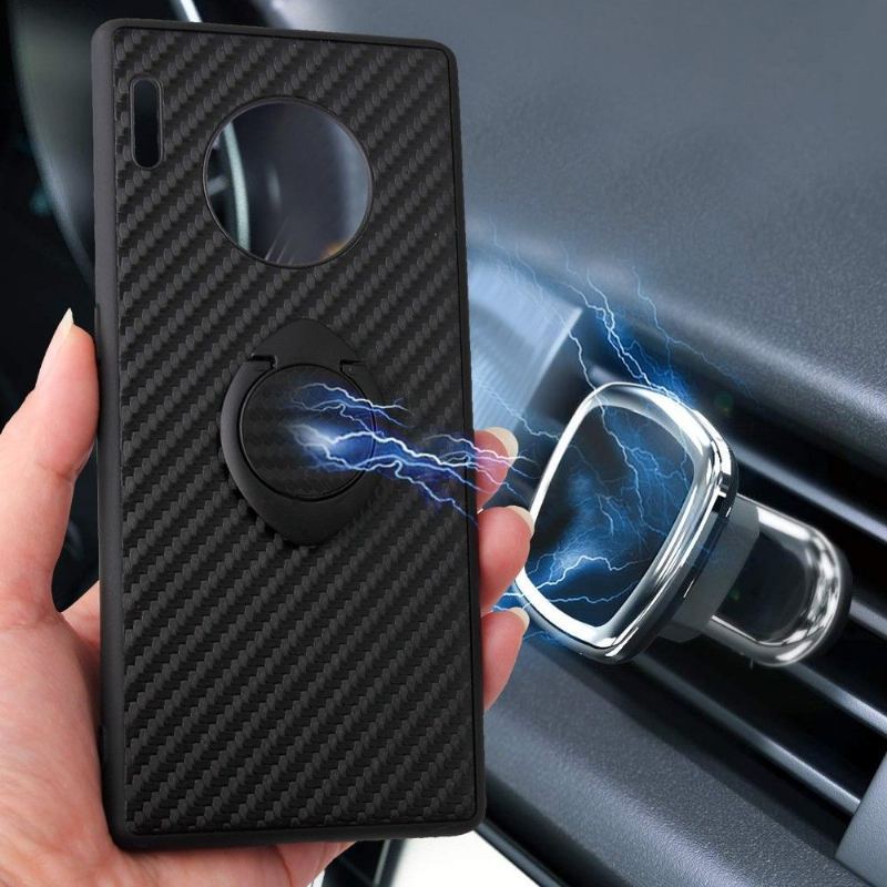 Futerały do Huawei Mate 30 Pro Włókno Węglowe Z Uchwytem Magnetycznym