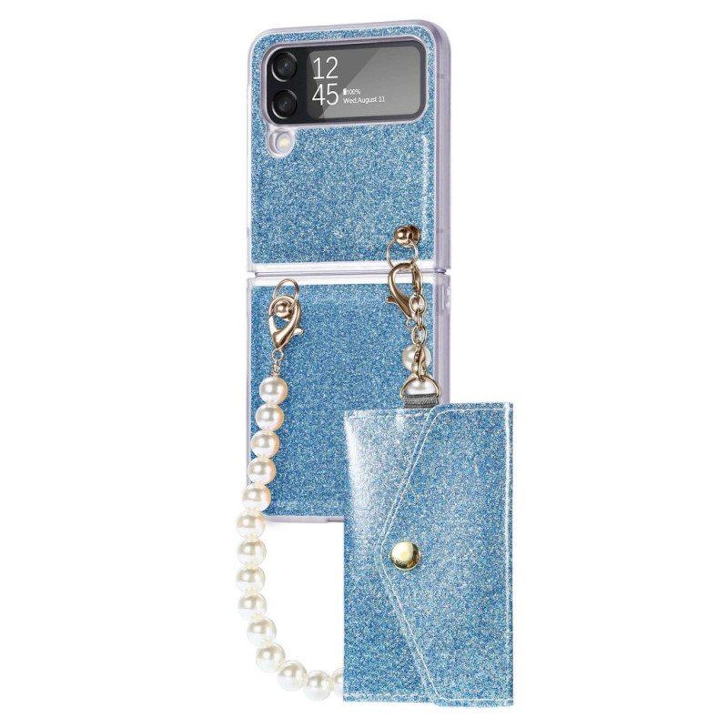 Etui do Samsung Galaxy Z Flip 4 Etui Folio Błyszczący Posiadacz Karty