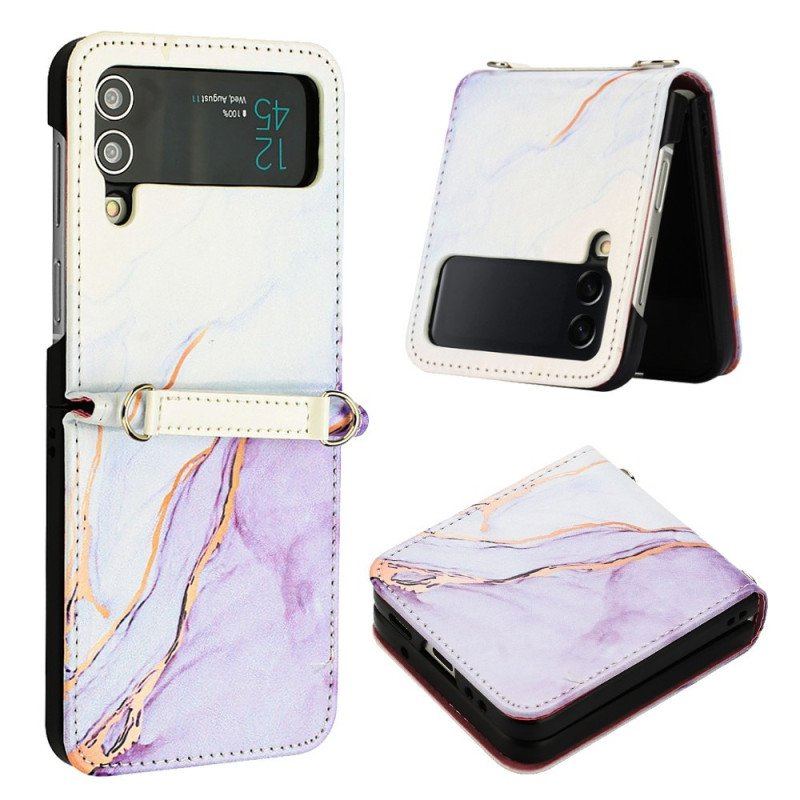 Etui do Samsung Galaxy Z Flip 4 Etui Folio Efekt Marmurowej Skóry