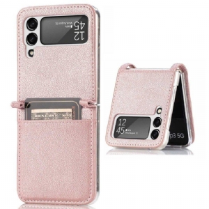 Etui do Samsung Galaxy Z Flip 4 Etui Folio Skórzane Etui Na Karty W Stylu Litchi