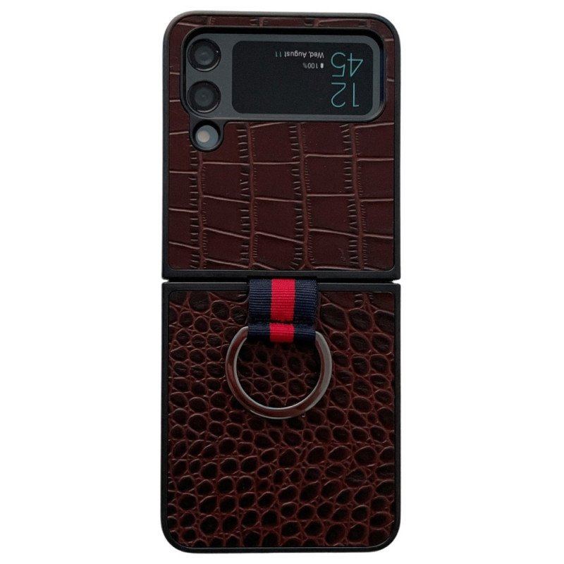 Etui do Samsung Galaxy Z Flip 4 Etui Folio Styl Krokodyla I Pierścienia