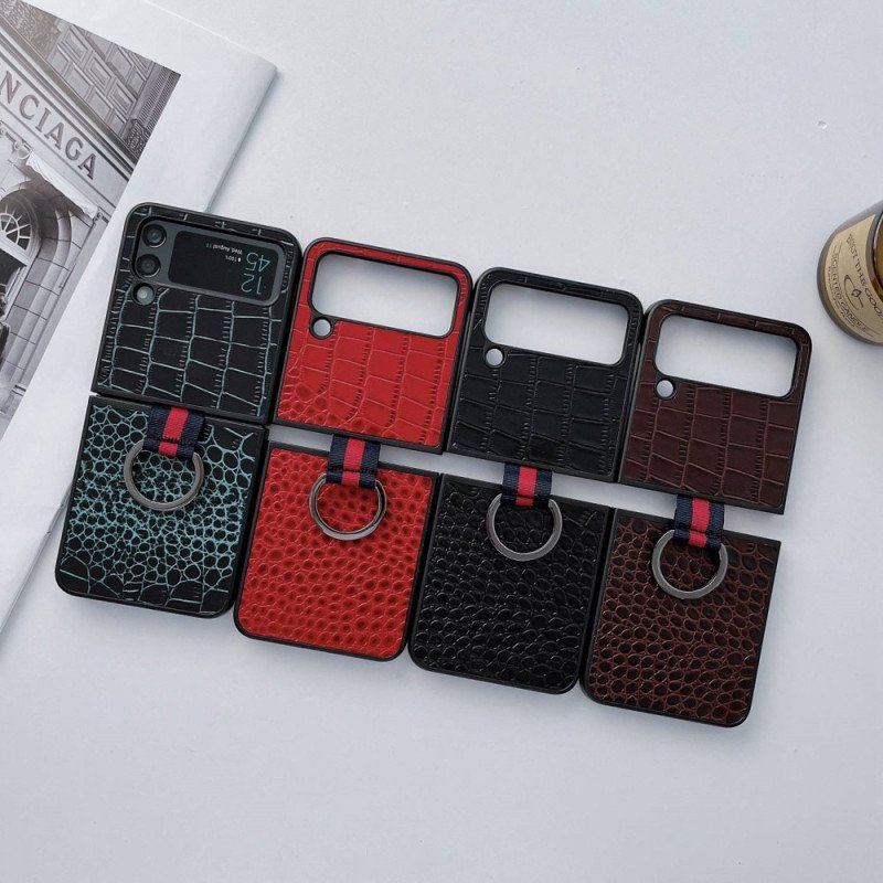 Etui do Samsung Galaxy Z Flip 4 Etui Folio Styl Krokodyla I Pierścienia