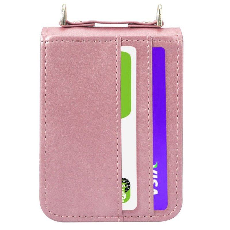 Etui do Samsung Galaxy Z Flip 4 Etui Folio Stylowe Skórzane Etui Na Karty I Smycz