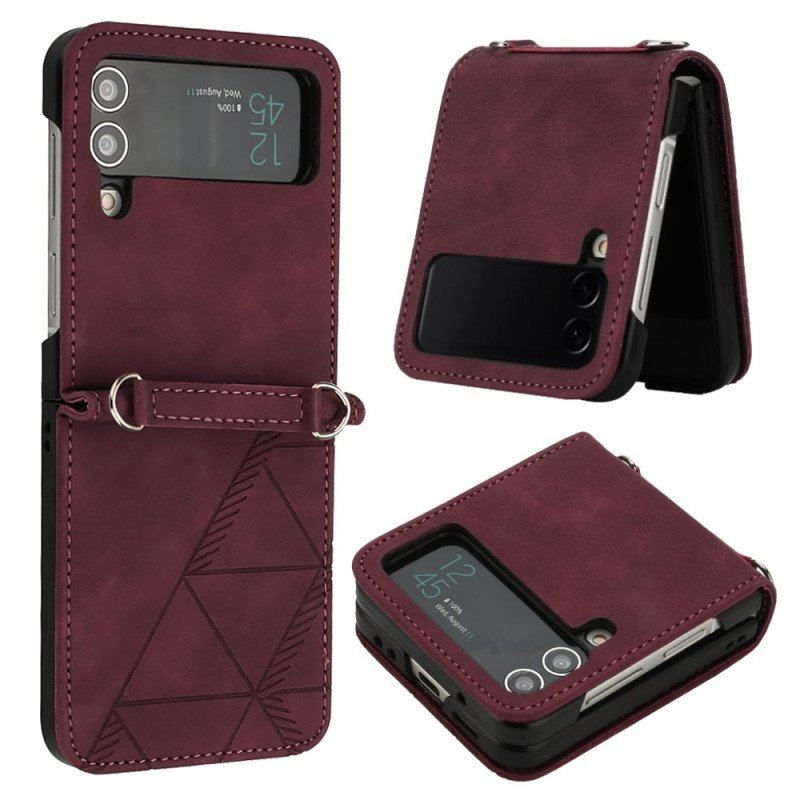 Etui do Samsung Galaxy Z Flip 4 Etui Folio Trójkąty Ze Sztucznej Skóry