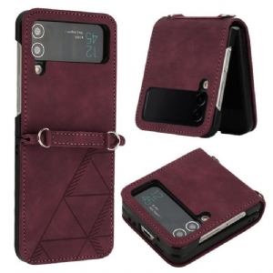 Etui do Samsung Galaxy Z Flip 4 Etui Folio Trójkąty Ze Sztucznej Skóry