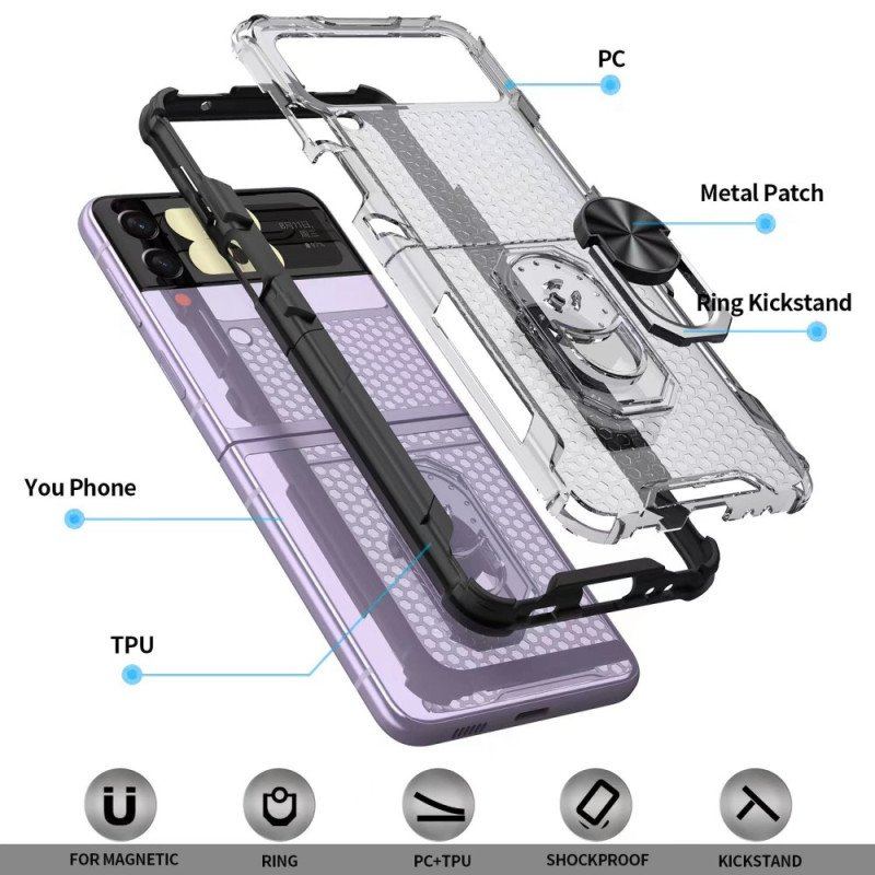 Futerały do Samsung Galaxy Z Flip 4 Etui Folio Plaster Miodu Ze Wspornikiem Pierścienia