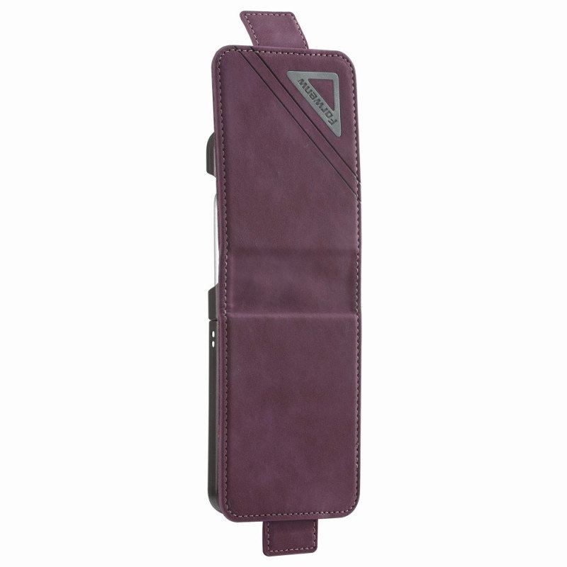 Skórzany Futerał do Samsung Galaxy Z Flip 4 Etui Folio Forwenw Efekt Skóry