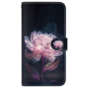 Etui Folio Do iPhone 16 Pro Max Fioletowa Piwonia Z Paskiem