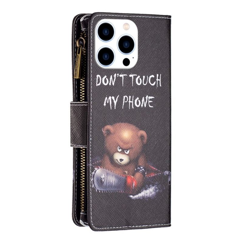 Etui Folio Do iPhone 16 Pro Max Portfel Niebezpiecznego Niedźwiedzia