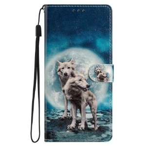 Etui Folio iPhone 16 Pro Max Dwa Wilki Z Paskami