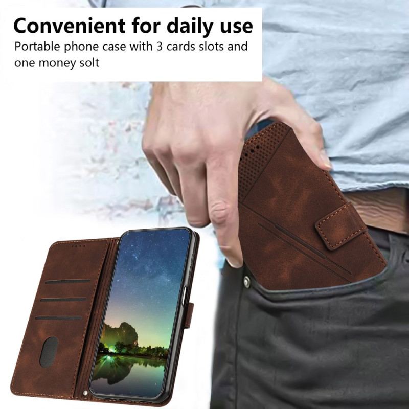 Etui Folio iPhone 16 Pro Max Geometryczny Wzór Paska Etui Ochronne