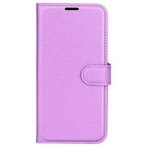 Etui Folio iPhone 16 Pro Max Klasyczna Sztuczna Skóra Litchi Etui Ochronne