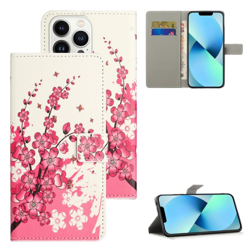 Etui Folio iPhone 16 Pro Max Kwiaty Śliwy