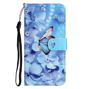 Etui Folio iPhone 16 Pro Max Motyle I Diamenty Z Paskiem Etui Ochronne