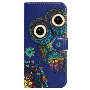 Etui Folio iPhone 16 Pro Max Niebieska Sowa Z Paskiem