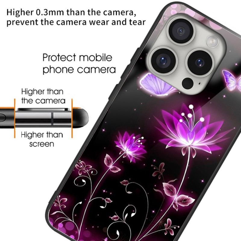 Futerały iPhone 16 Pro Max Etui Na Telefon Fluorescencyjne Szkło Hartowane Lotus