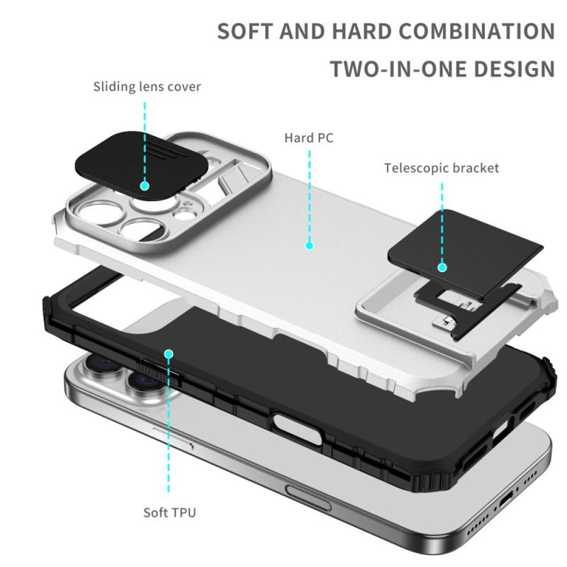 Futerały iPhone 16 Pro Max Etui Na Telefon Z Suwakiem Aparatu I Wspornikiem