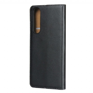 Case do Sony Xperia 1 II Portfel Etui Folio Skórzany Portfel Z Efektem Skóry - Czarny