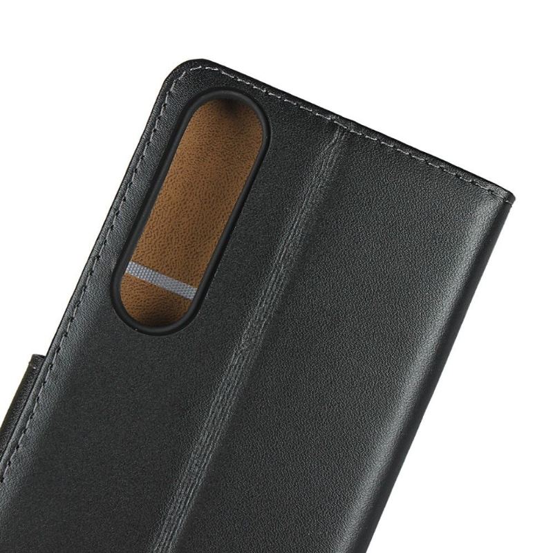 Case do Sony Xperia 1 II Portfel Etui Folio Skórzany Portfel Z Efektem Skóry - Czarny