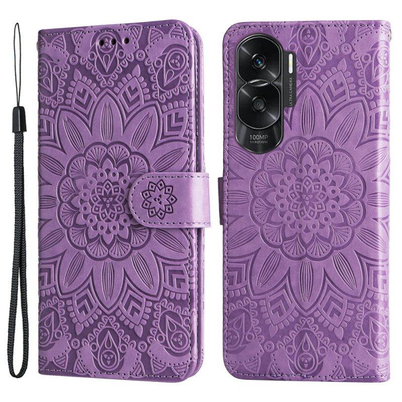 Etui Folio do Honor 90 Lite z Łańcuch Mandala Z Paskiem