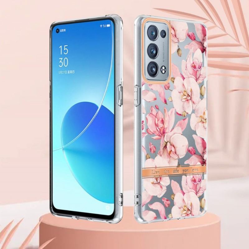 Etui do Oppo Reno 6 Pro 5G Classic Gardenia Różowy Kwiat