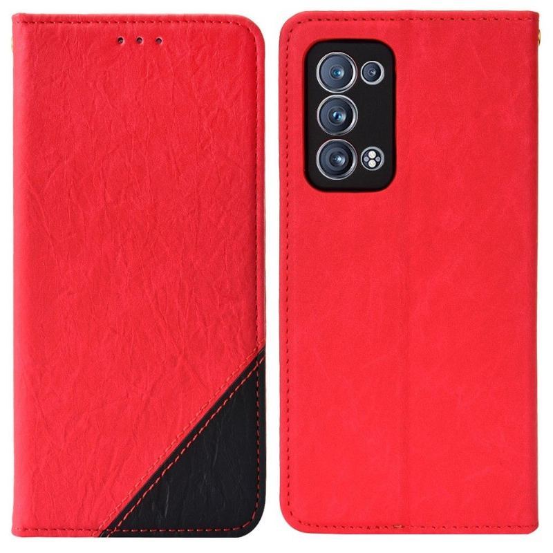 Etui Folio do Oppo Reno 6 Pro 5G Obrzeża Skórzany Futerał Ze Sztucznej Skóry W Stylu Retro