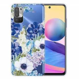 Etui do Xiaomi Redmi Note 10 5G Akwarela Niebieskie Kwiaty