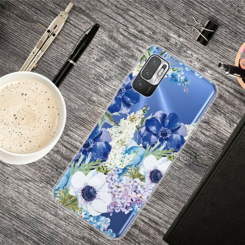 Etui do Xiaomi Redmi Note 10 5G Akwarela Niebieskie Kwiaty