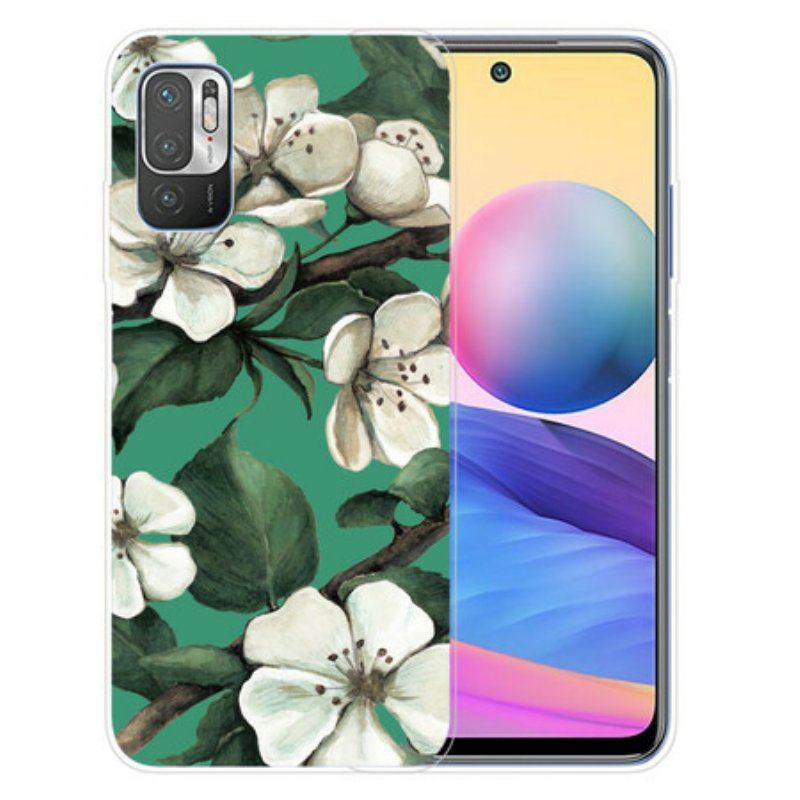 Etui do Xiaomi Redmi Note 10 5G Malujący Biali Kwiaty