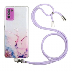 Etui do Xiaomi Redmi Note 10 5G ze Sznurkiem Z Marmurowym Sznurkiem