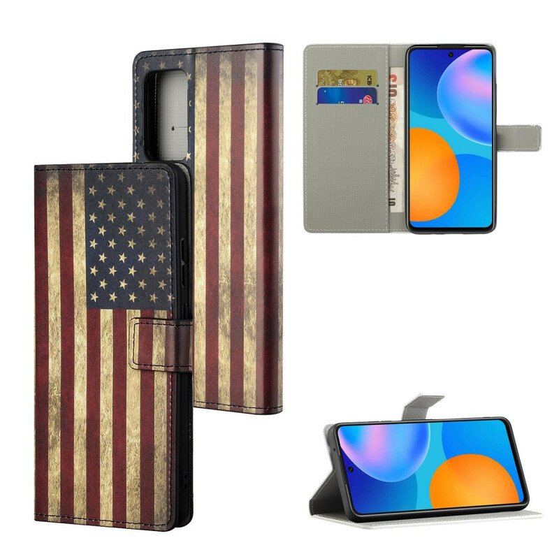 Etui Folio do Xiaomi Redmi Note 10 5G Flaga Ameryki