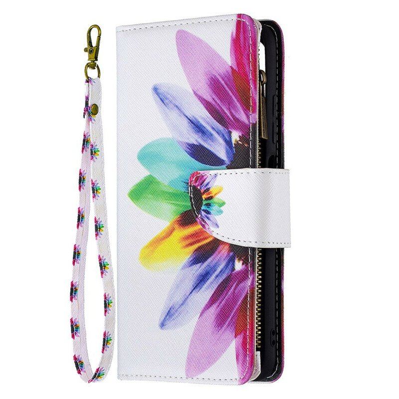 Etui Folio do Xiaomi Redmi Note 10 5G Kieszonka Zapinana Na Zamek W Kwiaty