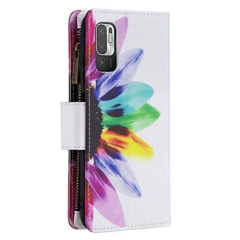 Etui Folio do Xiaomi Redmi Note 10 5G Kieszonka Zapinana Na Zamek W Kwiaty