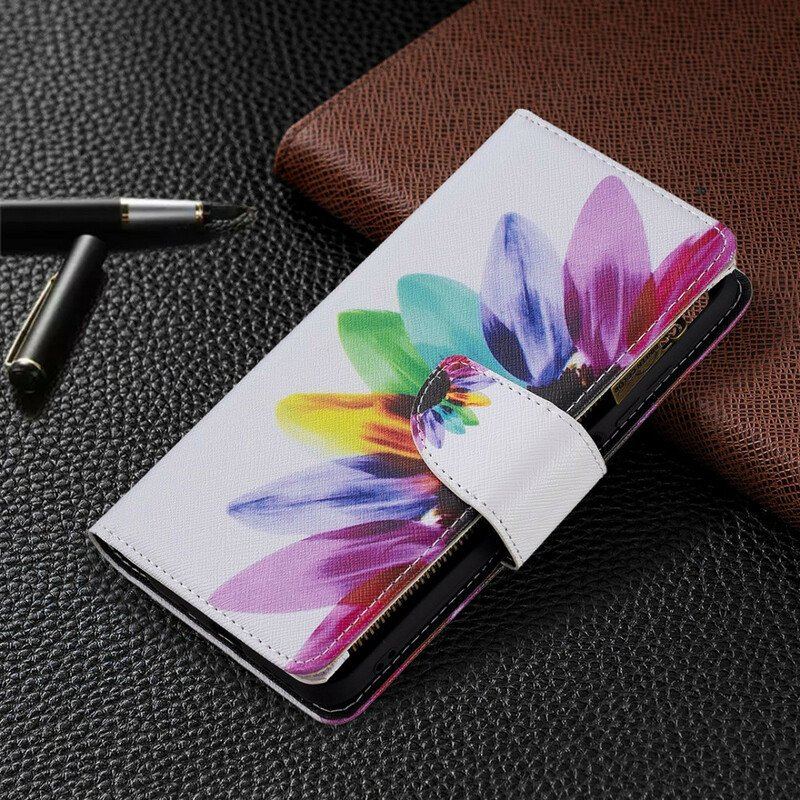 Etui Folio do Xiaomi Redmi Note 10 5G Kieszonka Zapinana Na Zamek W Kwiaty