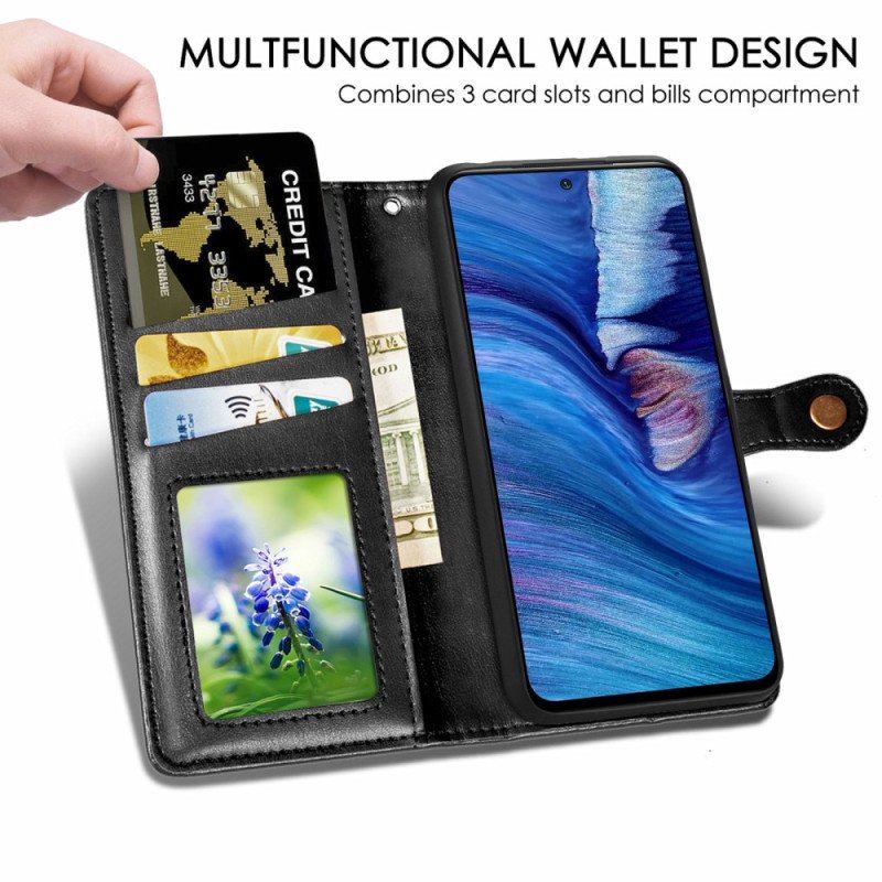 Etui Folio do Xiaomi Redmi Note 10 5G /poco M3 Pro 5g Z Nitowanym Zapięciem I Smyczą