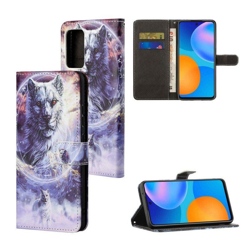 Etui Folio do Xiaomi Redmi Note 10 5G Wilk Z Smyczą