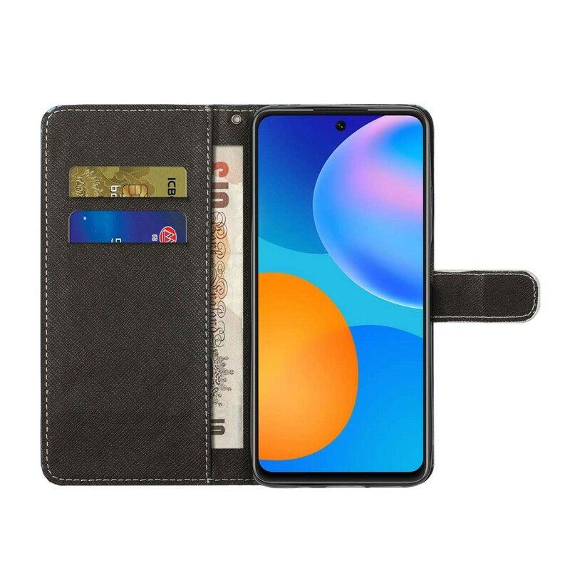 Etui Folio do Xiaomi Redmi Note 10 5G z Łańcuch Lampart Na Ramiączkach