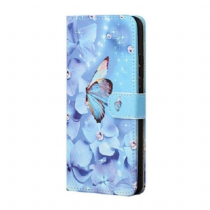 Etui Folio do Xiaomi Redmi Note 10 5G z Łańcuch Stringi Motyle