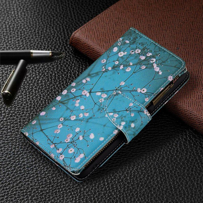 Etui Folio do Xiaomi Redmi Note 10 5G Zapinana Na Zamek Kieszeń Na Drzewo