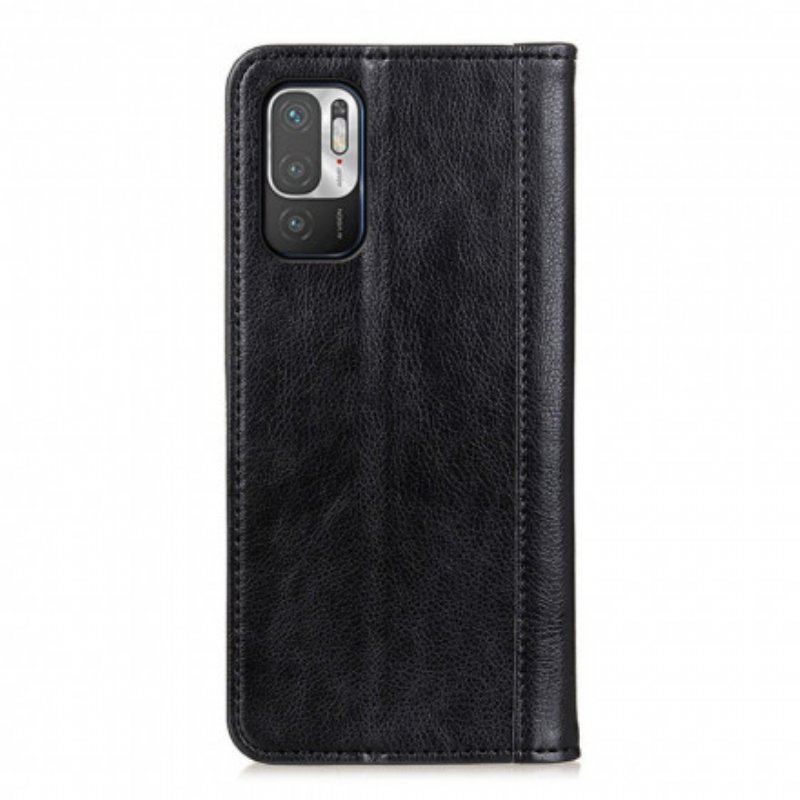 Etui Na Telefon do Xiaomi Redmi Note 10 5G Etui Folio Wersja Ze Skóry Split Litchi