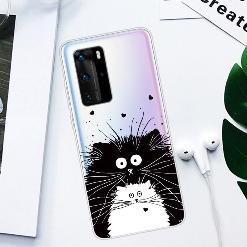 Etui do Huawei P40 Pro Biznes Czarno-białe Koty