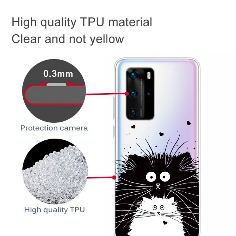 Etui do Huawei P40 Pro Biznes Czarno-białe Koty